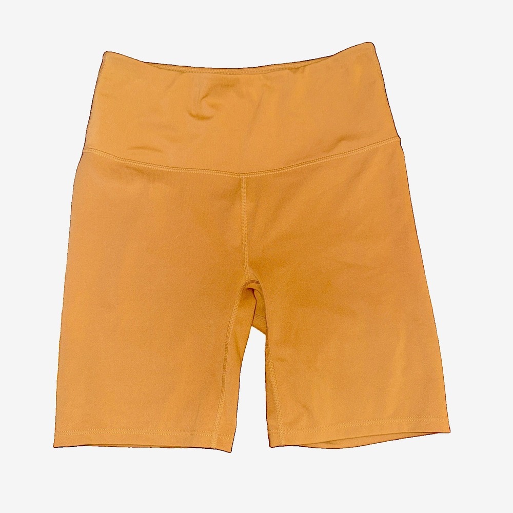 VARLEY Merridy High Waist Bike Shorts Compression Women Size Medium Camel Tan